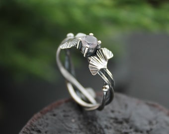 Ginkgo leaf ring Botanical jewelry Plant ring proposal idea