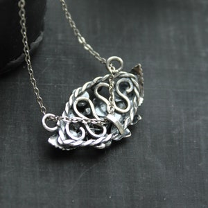 Viola necklace Silver flower pendant Bridal Jewelry Wedding image 7