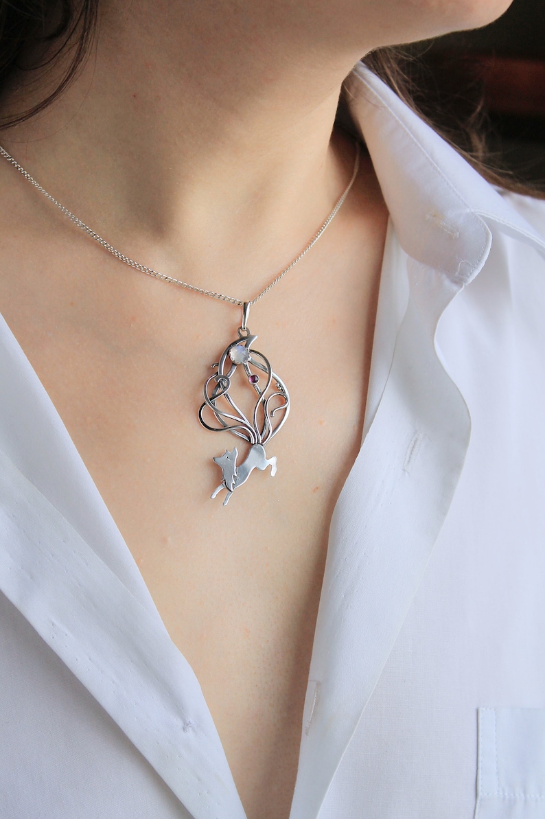 Kitsune necklace Fox pendant Silver wire wrapped jewelry Totem Etsy