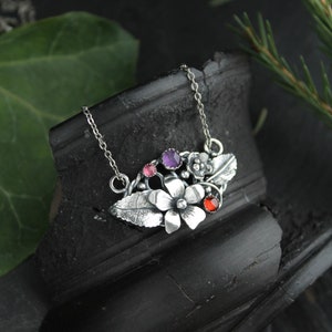 Viola necklace Silver flower pendant Bridal Jewelry Wedding image 4