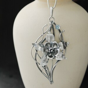 Columbina necklace Sterling silver botanical jewelry Floral pendant image 7