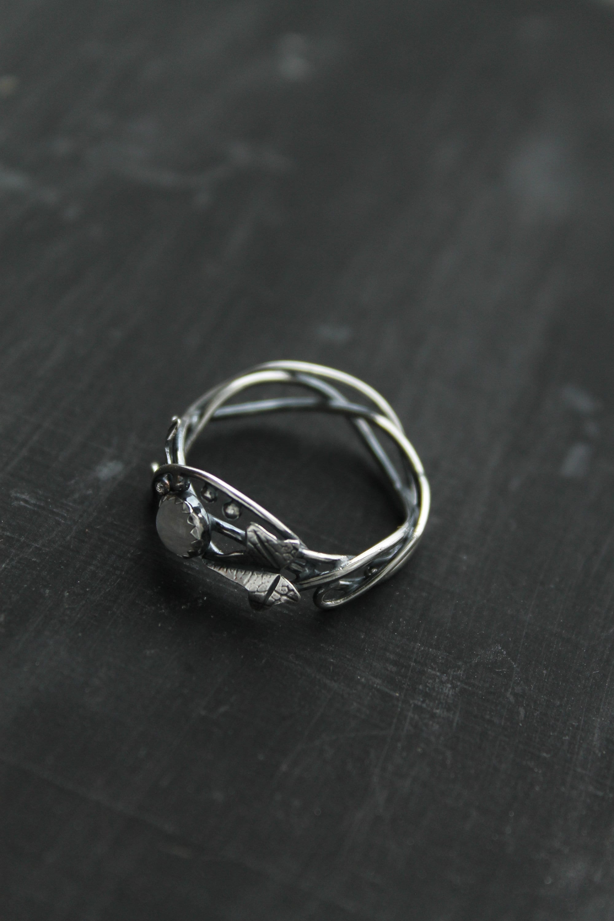 Ivy Leaf Ring Silver Botanical Jewelry Elven Proposal Ring