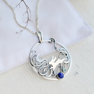 Silver Pendant Moon Rabbit Necklace Moon Hare Totem Charm - Etsy