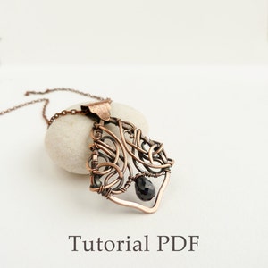 Kupferdraht Gewickelte Halskette Anleitung - DIY Blatt Anhänger, löten (PDF-Muster)