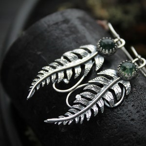 Fern earrings Silver botanical jewelry Leaf design