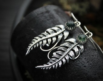 Fern earrings Silver botanical jewelry Leaf design