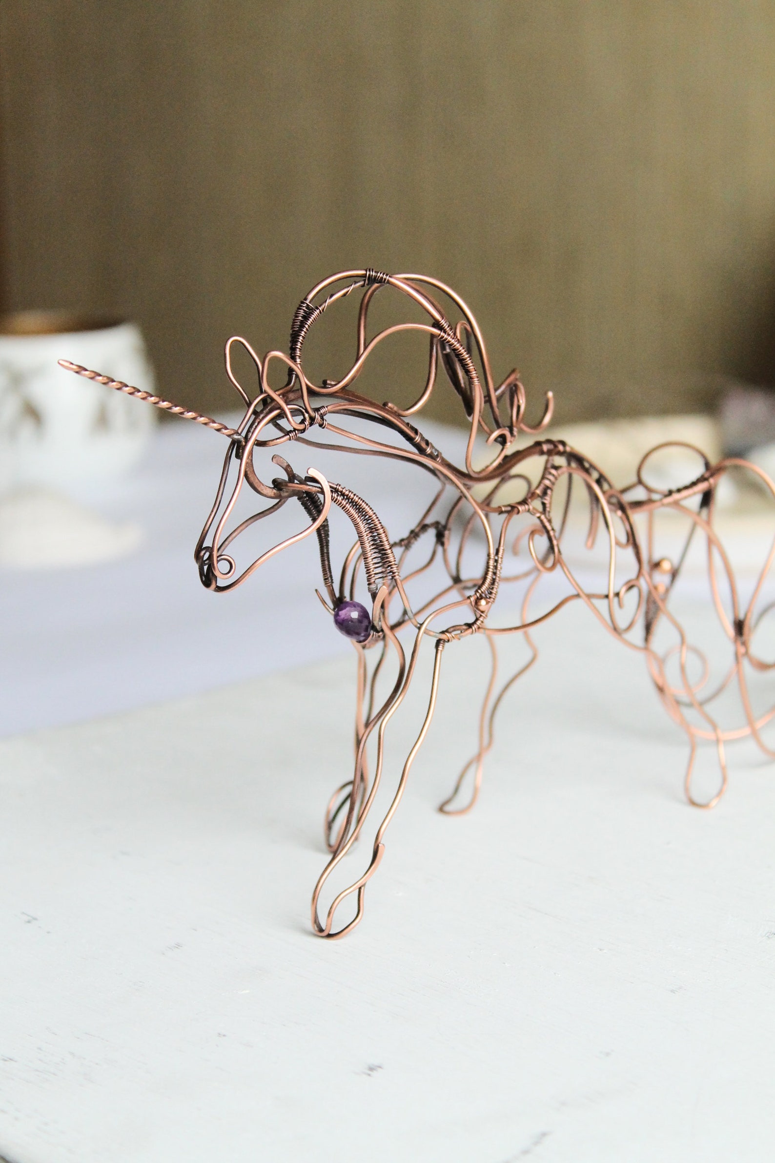 Metal sculpture Unicorn Wire art sculpture Table ornament | Etsy