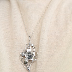 Columbina necklace Sterling silver botanical jewelry Floral pendant image 4