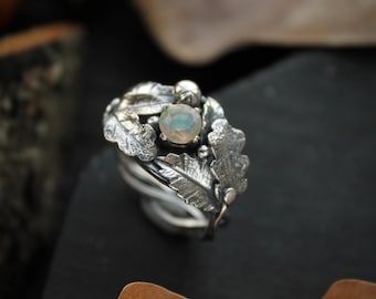 Oak leaves ring Sterling silver botanical jewelry Plant ring