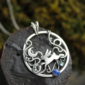 Silver Pendant Moon Rabbit Necklace Moon Hare Totem Charm - Etsy