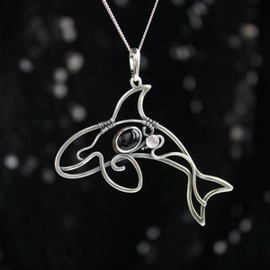 Orca whale silver necklace Killer whale pendant