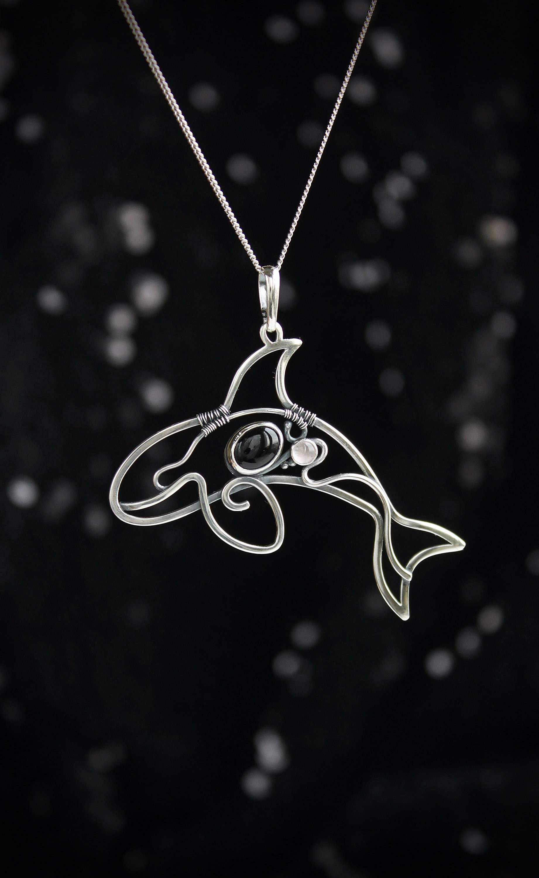 Orca whale necklace Animal lover pendant Killer whale necklace Etsy