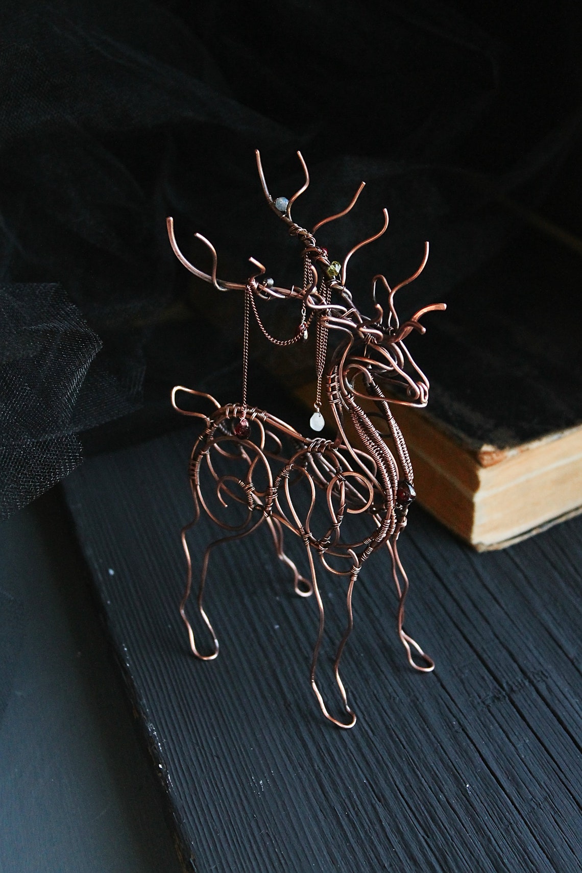 Deer copper art figurine Metal sculpture Wire wrapped Etsy