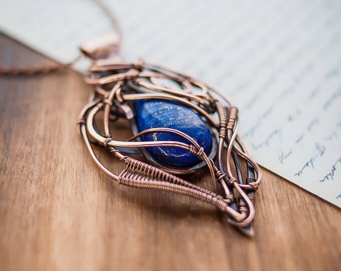 Lapis Lazuli Copper Necklace Wire Jewelry Elegant Rich Etsy