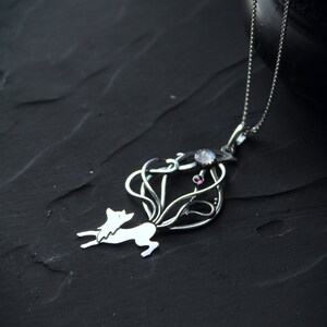 Silver Necklace Kitsune Pendant Japanese Fox Totem Animal - Etsy
