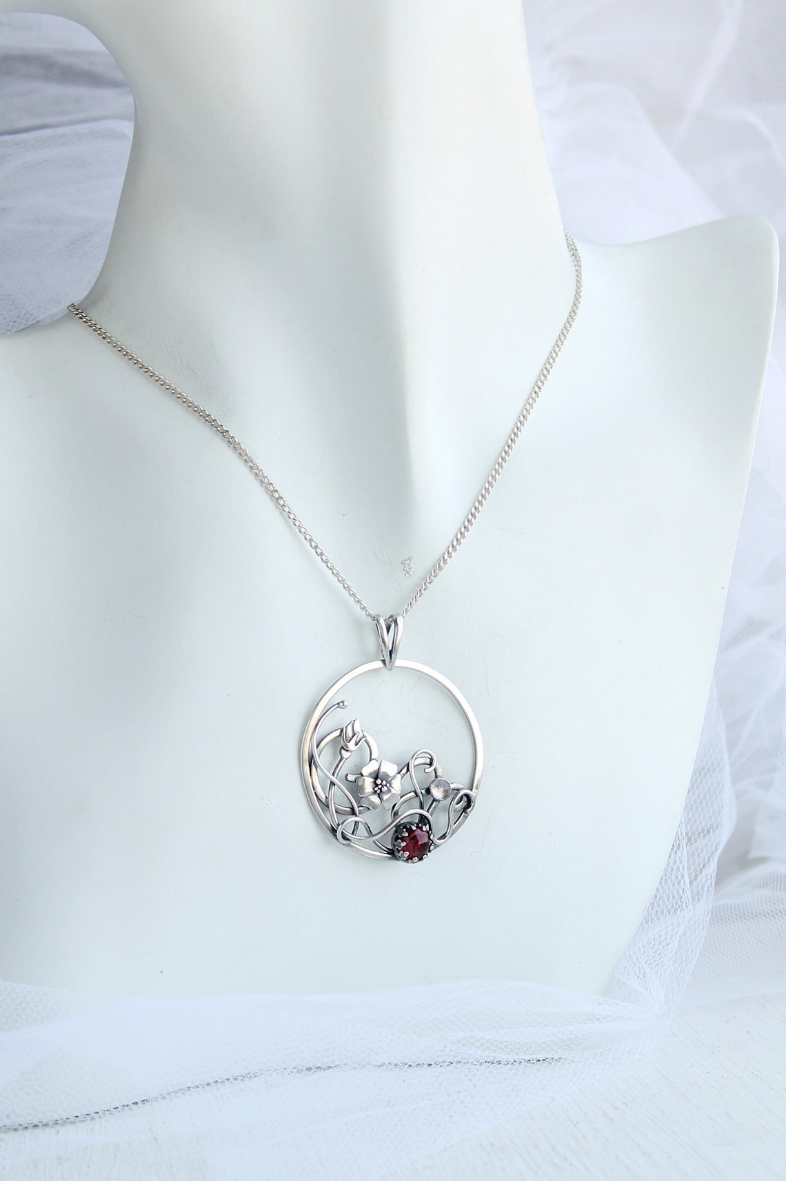 Wild Rose necklace Flower necklace for women Sterling silver Etsy