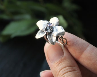Custom order Christy  Advance for Flower Orchid silver ring