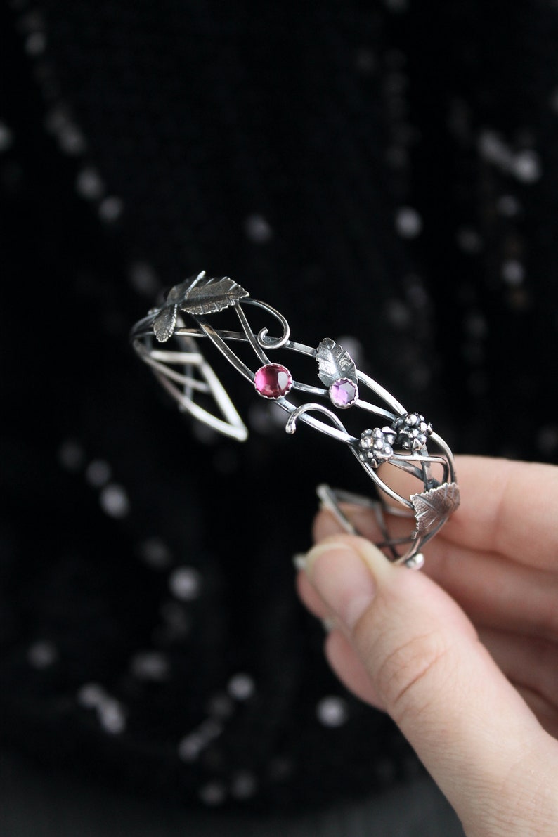 Berries Bracelet Raspberry Silver Bracelet Botanical Cuff - Etsy
