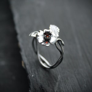 Wild rose ring Engagement floral ring Adjustable ring Botanical jewelry Rose flower ring organic design ring for women
