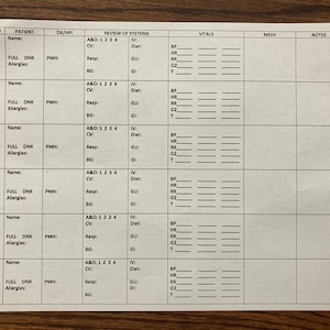 Multi-Patient Report Sheet