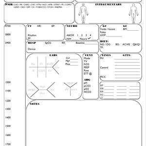 ICU Nurse Report Sheet Day Shift