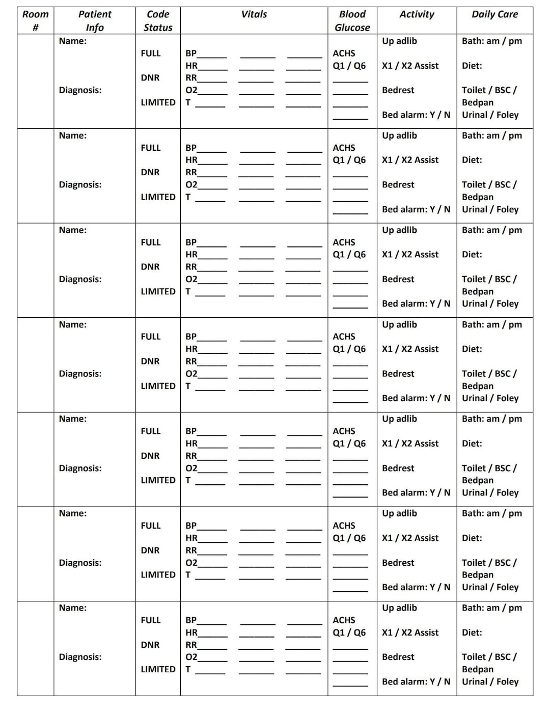 patient-care-tech-report-sheet-etsy