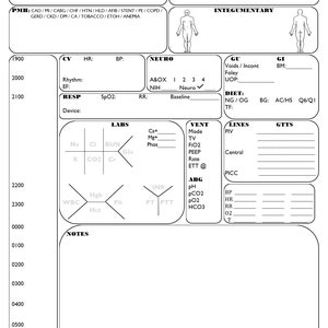 ICU Nurse Report Sheet Night Shift