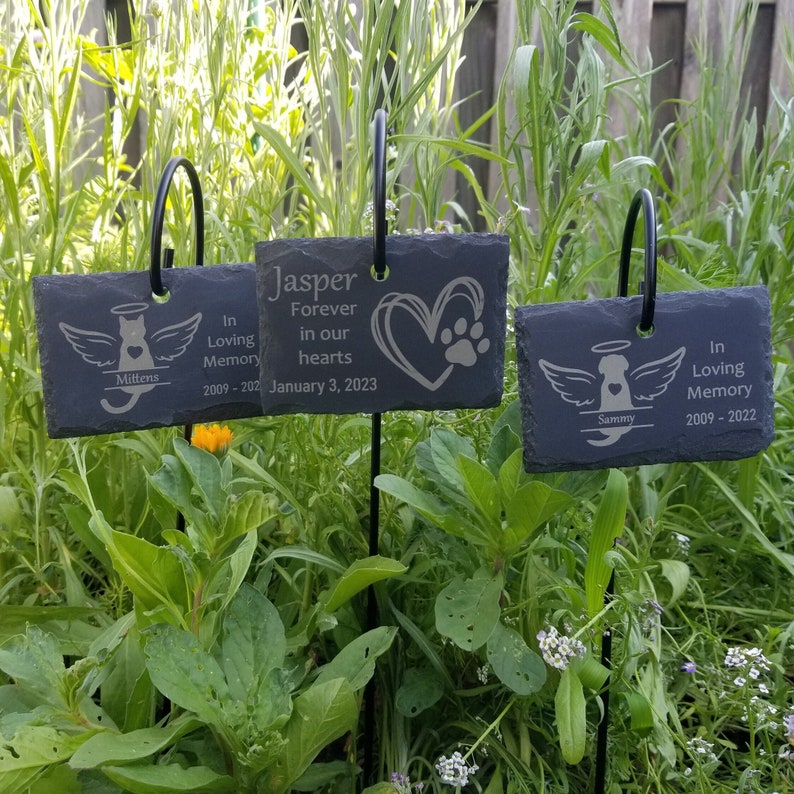 Pet Memorial Stone Garden Sign With Hanging Stake Honor Your Etsy