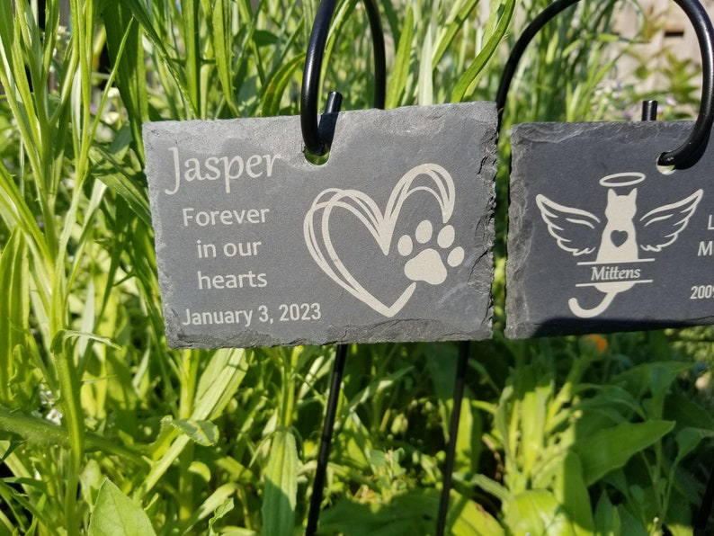 Pet Memorial Stone Garden Sign With Hanging Stake Honor Your Etsy