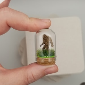 Miniature Bigfoot in Glass Cloche - Unique Magical Fairy Terrarium Gift for Nature Lovers