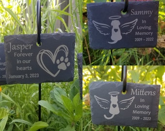 Pet Memorial Stone Garden Sign with Hanging Stake - Honor Your Beloved Cat or Dog