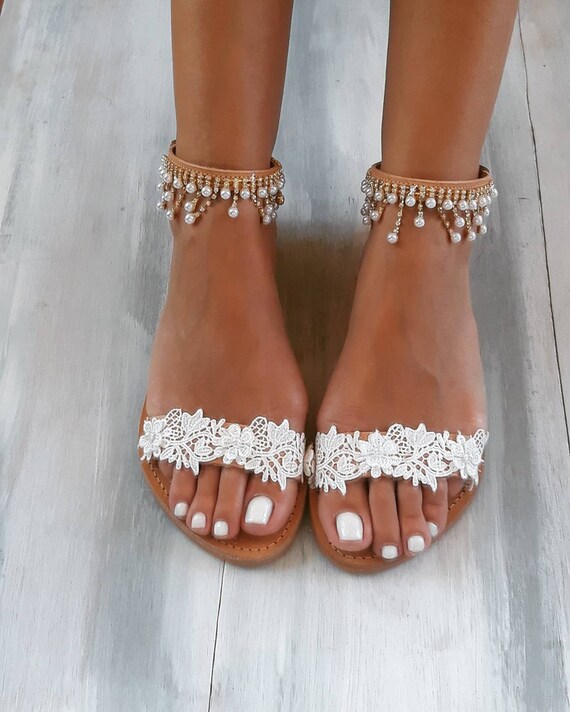 Wedding SandalsWedding ShoesBridal Sandals White | Etsy