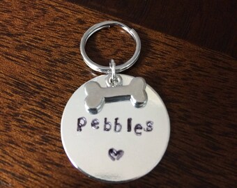 Custom hand stamped dog ID tag