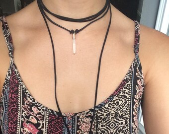 double wrap natural quartz crystal choker