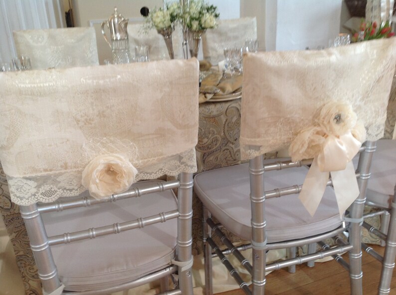 Vintage style chair covers in Damask & Lace Etsy