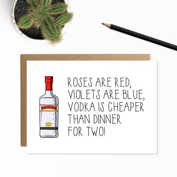 Items Op Etsy Die Op Wodka Card Valentines Kaart Grappig