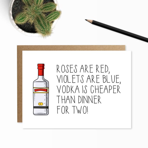 Items Op Etsy Die Op Wodka Card Valentines Kaart Grappig