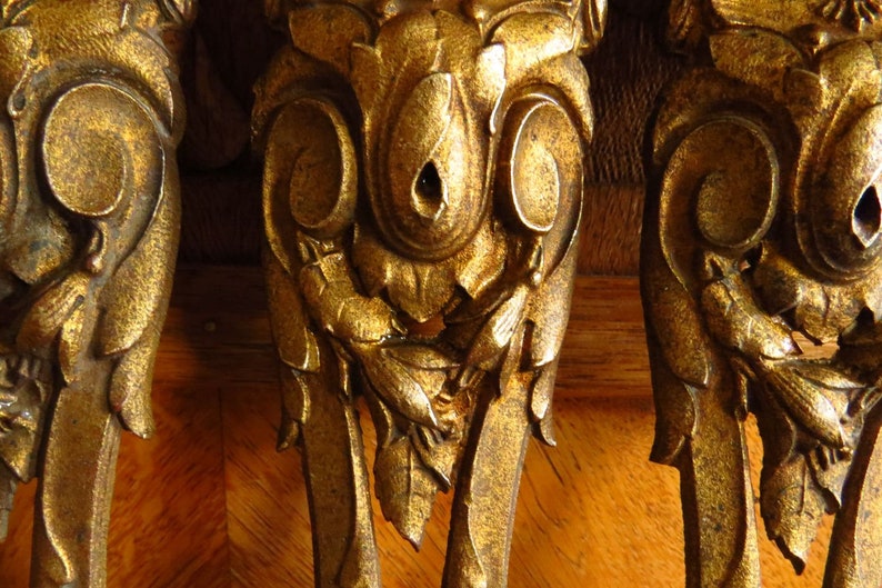 2 x 18th Century French Antique Solid Brass Copper Ormolou Furniture Escutcheon Mounts Leg Cover Large decorative Ornament