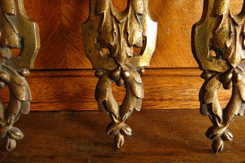 2 x 18th Century French Antique Solid Brass Copper Ormolou Furniture Escutcheon Mounts Leg Cover Large decorative Ornament