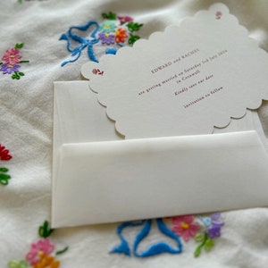 Floral Letterpress Scallop Save the Date Wedding Invitation simple modern classic luxury elegant image 5