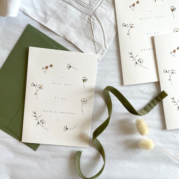 Floral Luxury Will You Be My Maid of Honour Card l Daisy Botanical