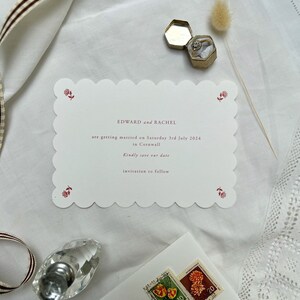 Floral Letterpress Scallop Save the Date Wedding Invitation simple modern classic luxury elegant image 3