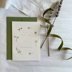 Will You Be My Bridesmaid Card - Proposal - Greenery Floral Botanical Summer Daisy