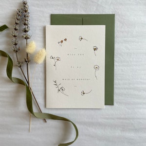 Daisy Will You Be My Maid of Honour Card Floral Botanical Summer