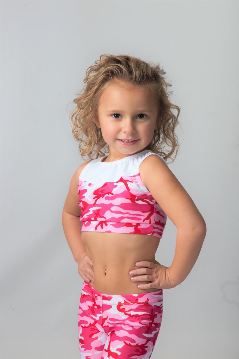 Green/pink Woodland Camouflage Half Top With Capri Pants Etsy