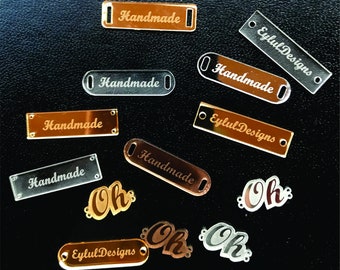 Acrylic labels for Handmade items, 100 pcs. Custom Logo Acrylic Label, Free sample before production