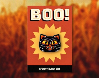 Spooky Black Cat Pin