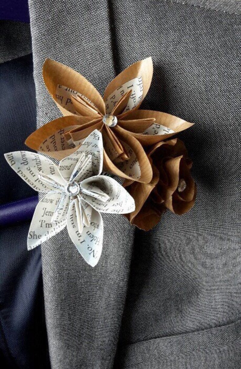 Paper flower Wedding boutonnière lapel buttonhole handmade