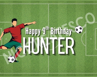 Personalised Soccer Birthday Banner | Football Printable Sign | Custom Name & Age | Boys Girls Birthday Decor | Sports Digital Download