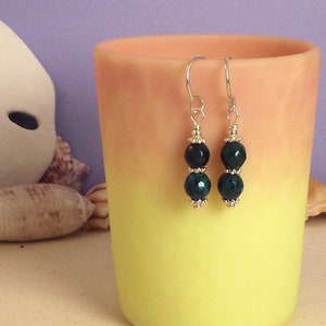 Azurite Chrysocolla Faceted Beads & 925 Silver Beads on Handcrafted Sterling Silver Ear Wires